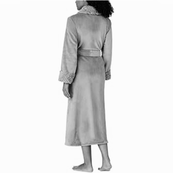 Carole Hochman Plush Robe Women's Medium Grey Sleepwear Lounge Robe New! - Picture 5 of 11
